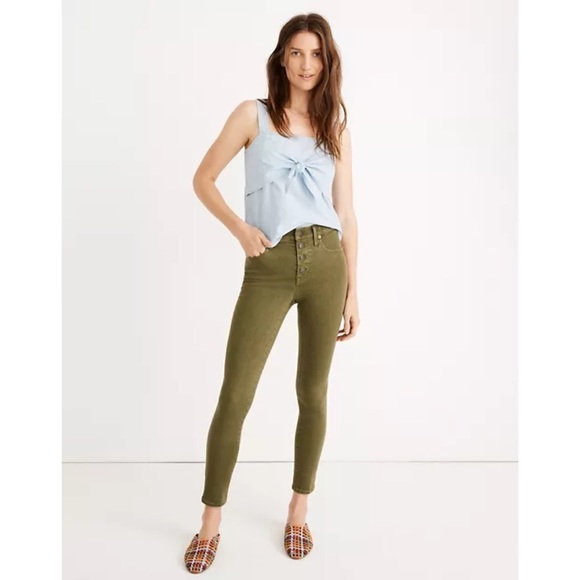 Madewell 9" Mid-Rise Skinny Crop Jeans: Garment-Dyed Button-Front Edition Sz 24 - Picture 1 of 9